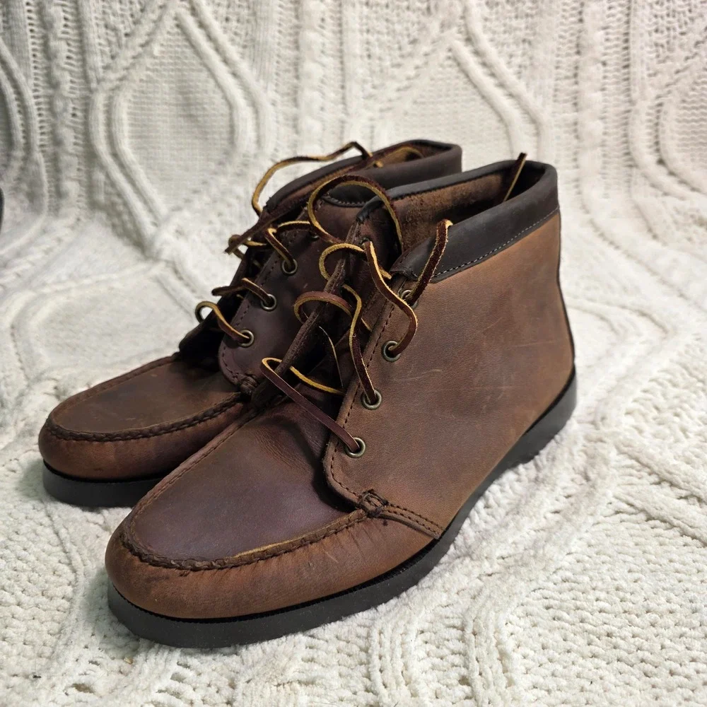 VTG G.H. Bass Outdoor Chukka Boots Brown Leather Moc Toe Mens 7 M Excellent